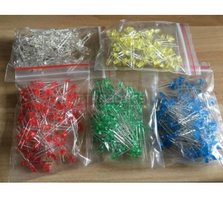 PTRobotics 5mm Led 500pcs Kit - Vermelho, Blue, Verde, Amarelo and Branco