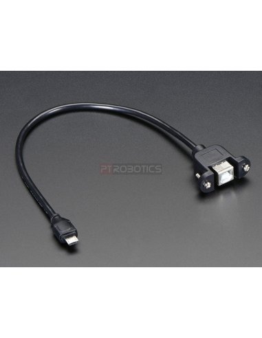 Panel Mount USB Cable - B Female to Micro-B Male | Ficha USB