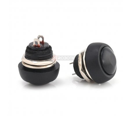 Push Button Domed Head Momentary 12mm - Black