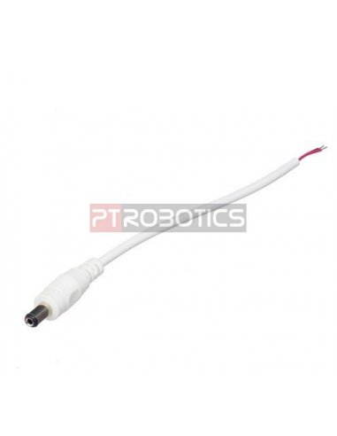 DC 5.5X2.1 Male Adapter Cable Wire 15cm - Branco