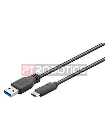 USB Type C Male to USB A Male Cable 0.5m - Black