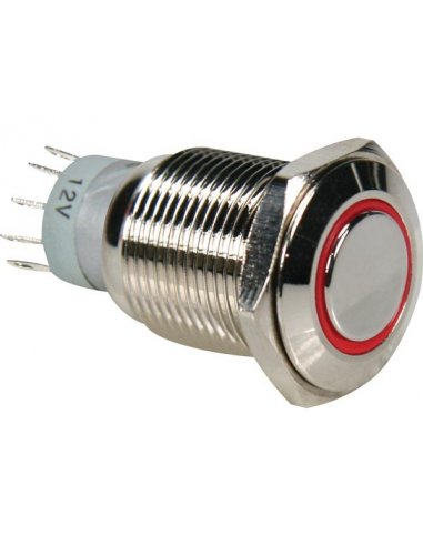 Velleman R1610R Round Metal Switch SPDT 1NO 1NC - Vermelho Ring | Push Button