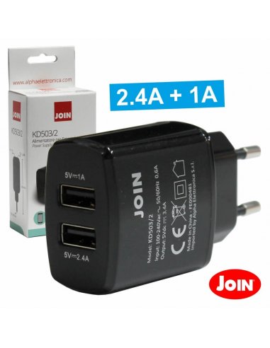 USB Compact Power Supply 5V 2.4A Black | Fonte de Alimentação
