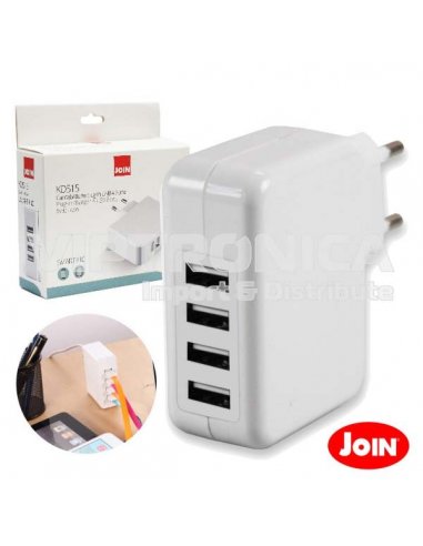 Switching Power Supply 4 USB 5V 4.9A Branco Join | Fonte de Alimentação