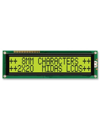 MC22008B6W-SPR Alphanumeric LCD 20x2 Black on Amarelo/Verde 5V