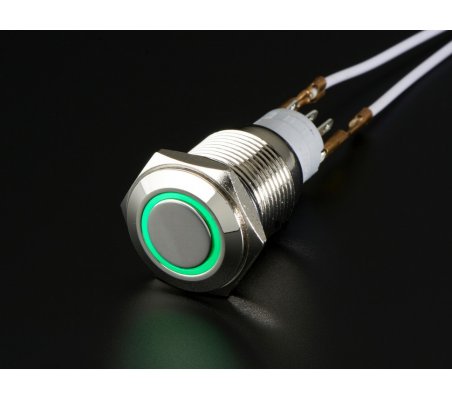 Rugged Metal On/Off Switch with Verde LED Ring - 16mm Verde On/Off