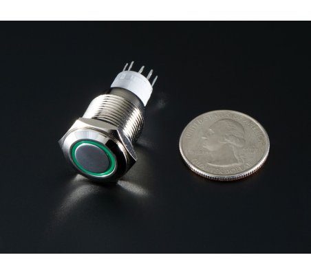 Rugged Metal On/Off Switch with Verde LED Ring - 16mm Verde On/Off