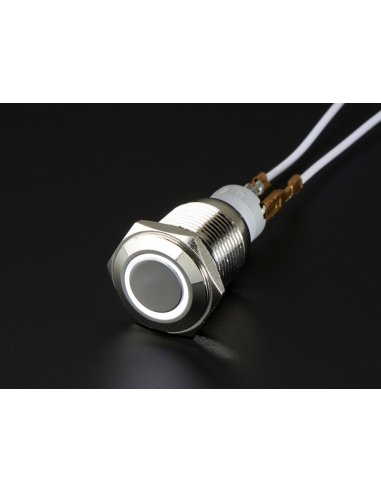 Rugged Metal On/Off Switch with Branco LED Ring - 16mm Branco On/Off