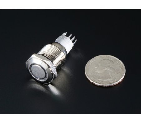 Rugged Metal On/Off Switch with Branco LED Ring - 16mm Branco On/Off