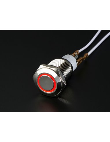 Rugged Metal On/Off Switch with Vermelho LED Ring - 16mm Vermelho On/Off