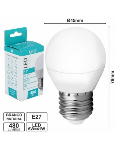 E27 Lamp 6W~41W 230V LED 4500K/480LM | Lampadas