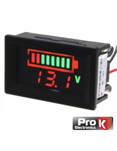 12V Digital Panel Voltmeter LED w/ Battery Capacity Indicator