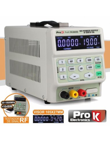 PKFA3005D Fonte de Alimentação Digital 0-30V/0-5A Testador RF Prok