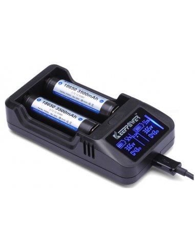 EU Battery Charger w/ LCD Display and USB connection for Li-Ion Rechargeable Batteries
