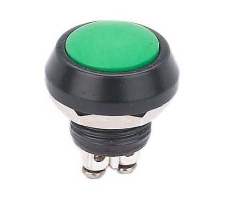 Push Button Domed Head Momentary 12mm w/ Screw Terminals - Verde