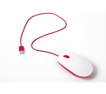 Rato óptico Oficial Raspberry Pi - Vermelho e Branco