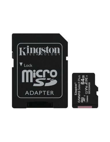 Cartão Kingston Canvas 64GB Select Plus MicroSDXC UHS-I A1 (Class 10) + Adaptador SD Kingston