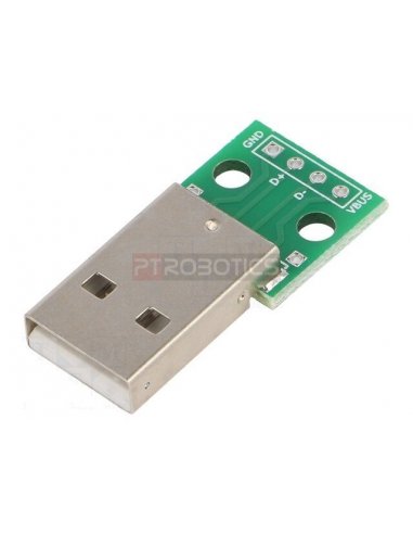 Ficha USB-A com placa e ligações em pads | Conversores