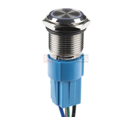 Interruptor de Metal Redondo - Latching (16mm, Azul)
