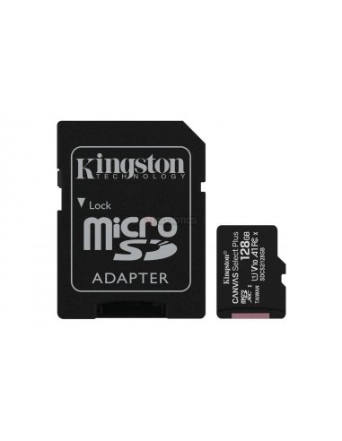 Cartão Kingston Canvas 128GB Select Plus MicroSDXC UHS-I A1 (Class 10) + Adaptador SD | Cartões Memória