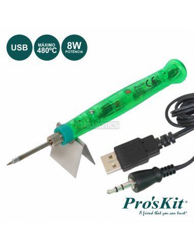 Ferro de Soldar 8W c/ Ligação USB 5V Pros'kit SI-168U | Material Soldadura