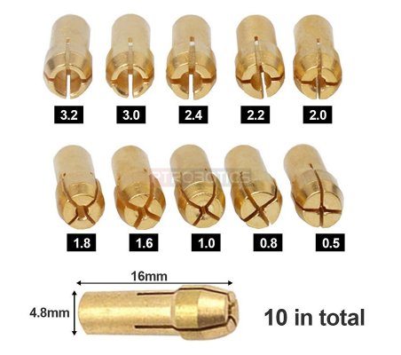 Conjunto de Pinças para Brocas 0.5-3.2mm - 10pcs