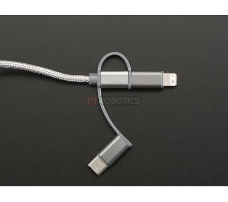 Cabo 3 em 1 USB Tipo A Macho para MicroUSB/USB C Macho/Lightning