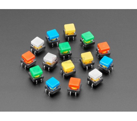Conjunto de Interruptores de Botão Táctil Quadrado 12mm Colorido - 15pcs