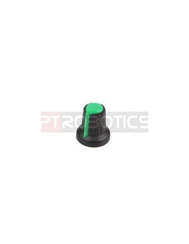 Botão p/ Potenciómetro Preto c/ Linha Verde 15x17mm | Botões