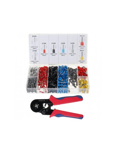 0.25-10mm² Adjustable Crimper 1200PCS Wire Terminals + Crimping Plier WXC8 6-4 Tools Set