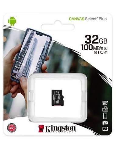 Cartão Kingston Canvas 32GB Select Plus MicroSDHC UHS-I A1 (Class 10) | Cartões Memória