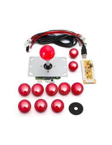Kit Arcade com Joystick + botões em vermelho | Arcade