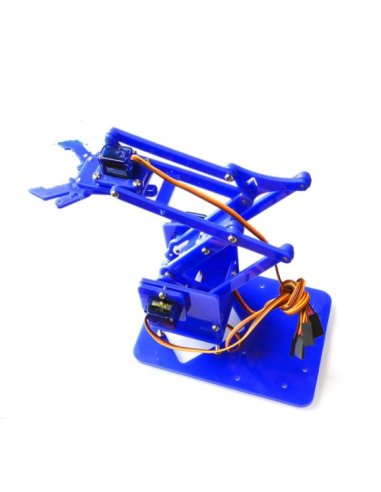 Kit de Braço Robótico DIY em Acrílico c/ Garra para Arduino - Azul