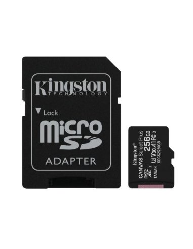 Cartão Kingston Canvas 256GB Select Plus MicroSDXC UHS-I A1 (Class 10) + Adaptador SD | Memorias