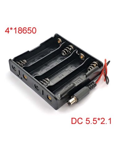 Suporte de Bateria 4x18650 com Conector DC