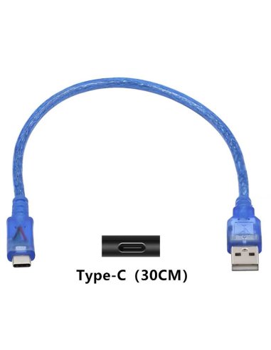 Cabo USB A Macho para USB C Macho Azul - 30cm
