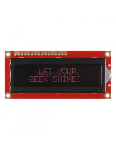 Basic 16x2 Character LCD - Vermelho on Black 3.3V Sparkfun
