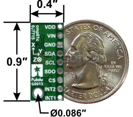 LSM303D 3D Compass and Accelerometer Carrier with Voltage Regulator | Regulador de Voltagem Pololu