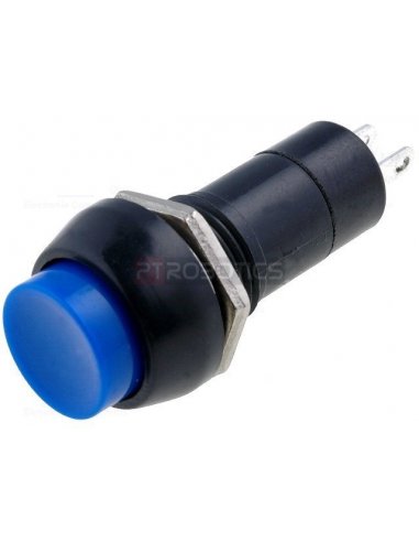 Interruptor de Pressão SPST-NO OFF-ON 100mA 250Vac Ø12mm para Painel - Azul | Push Button
