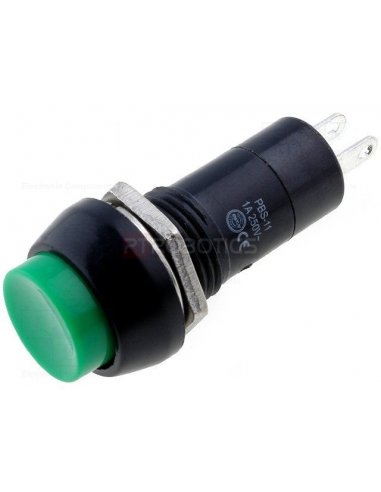 Interruptor de Pressão SPST-NO OFF-ON 100mA 250Vac Ø12mm para Painel - Verde | Push Button