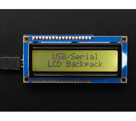 USB + Serial Backpack Kit with 16x2 RGB backlight positive LCD (Black on RGB) Adafruit