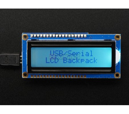 USB + Serial Backpack Kit with 16x2 RGB backlight positive LCD (Black on RGB) Adafruit