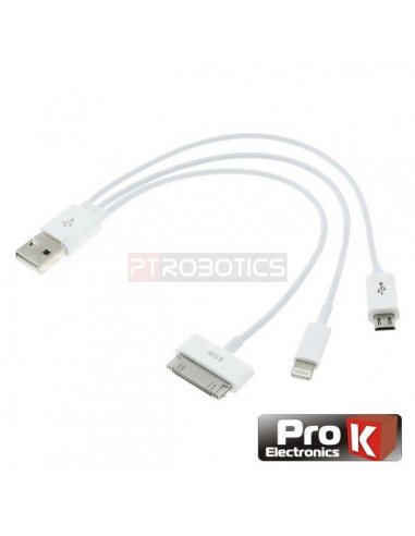 USB Triple Output cable - Apple Lightning - 30pin - Micro USB