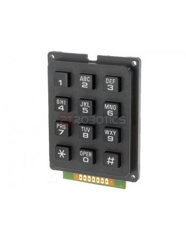 Keypad 12 button Black with letters
