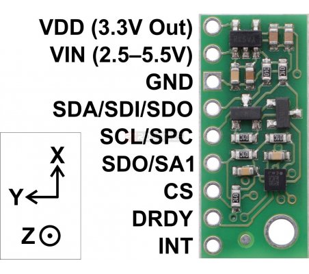 LIS3MDL 3-Axis Magnetometer Carrier with Voltage Regulator | Regulador de Voltagem Pololu