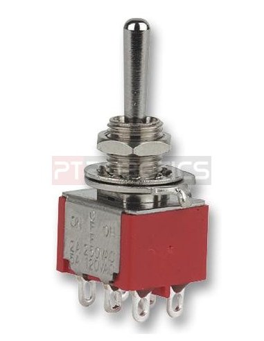 Toggle Switch DPDT - (ON)-OFF-(ON) - 250V 5A Returns to center position